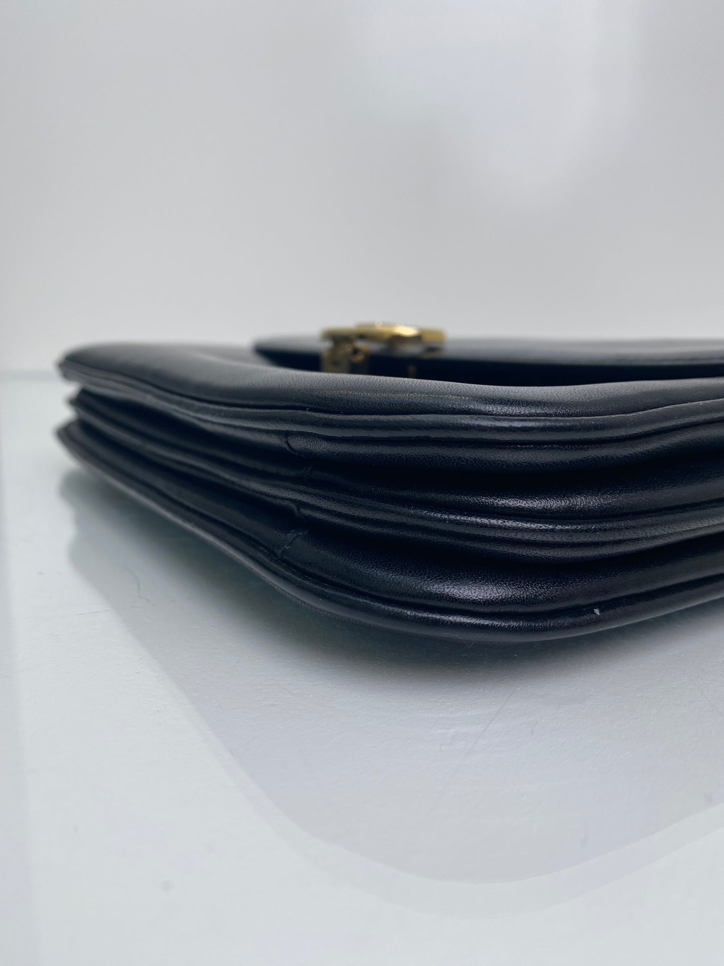 Celine Vintage Black Calfskin Leather Shoulder Bag GHW