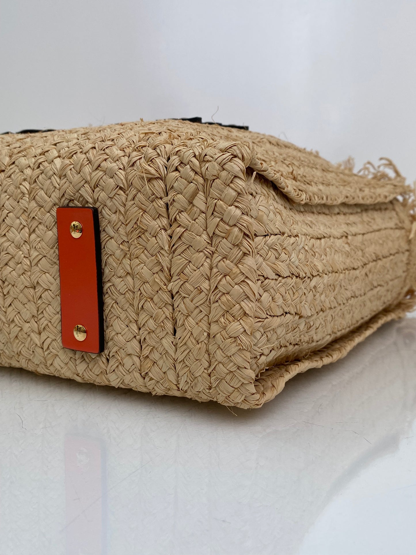 Versace Tan & Orange Raffia La Medusa Tote Bag GHW
