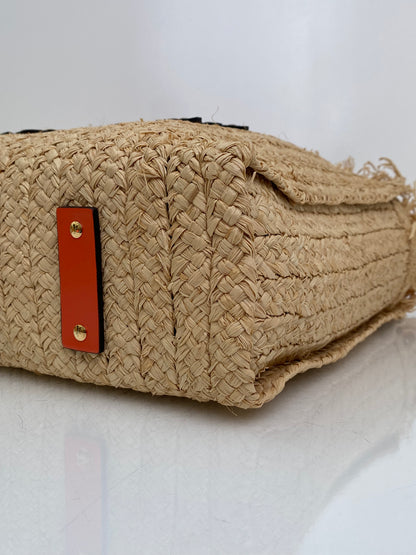 Versace Tan & Orange Raffia La Medusa Tote Bag GHW