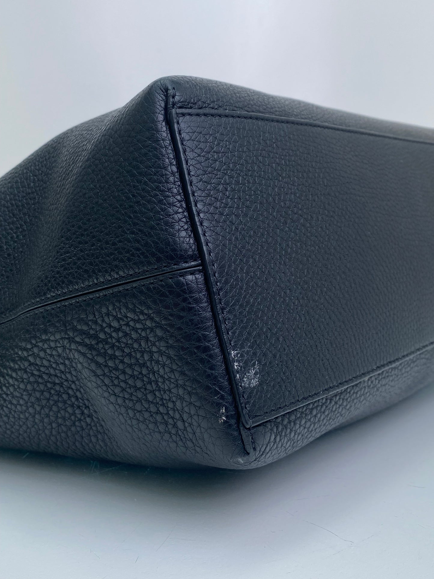 Valentino Black Grained Calfskin Rockstud Accent Tote Bag LGHW