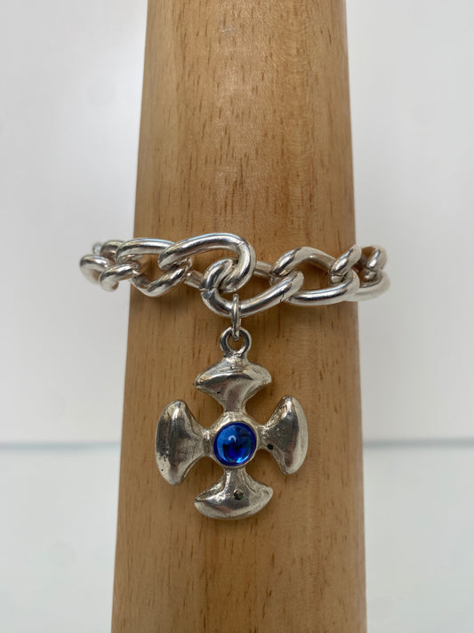 Saint Laurent Vintage Silver & Blue Bracelet