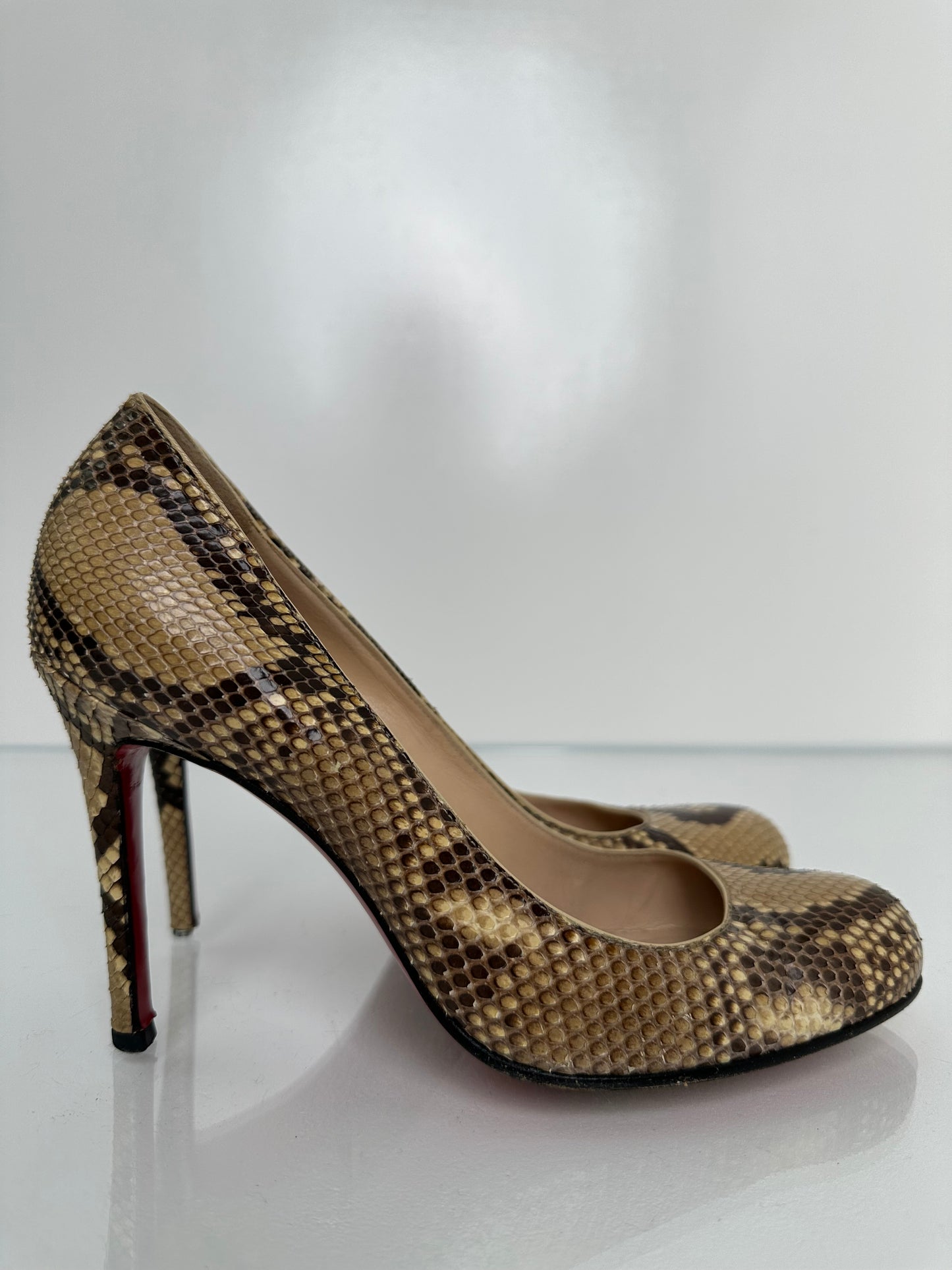 Christian Louboutin Python Heels, 38.5