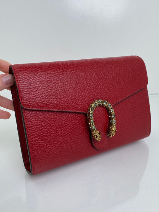 Gucci Dionysus Red Wallet on Chain GHW