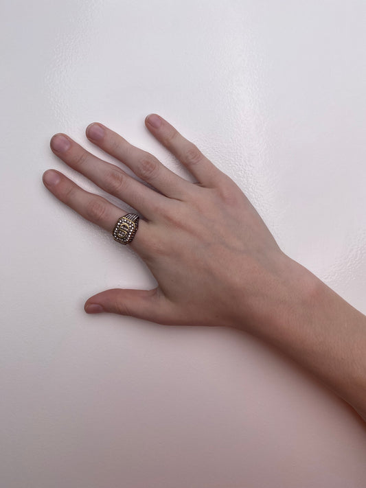 Christian Dior CD Logo Crystal Ring 7.5