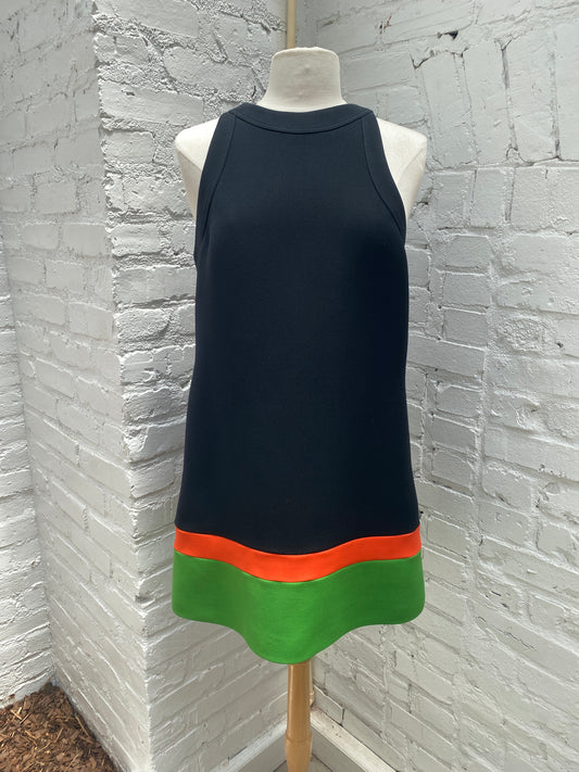 Dior Black, Orange, & Green Wool & Silk Dress, 42