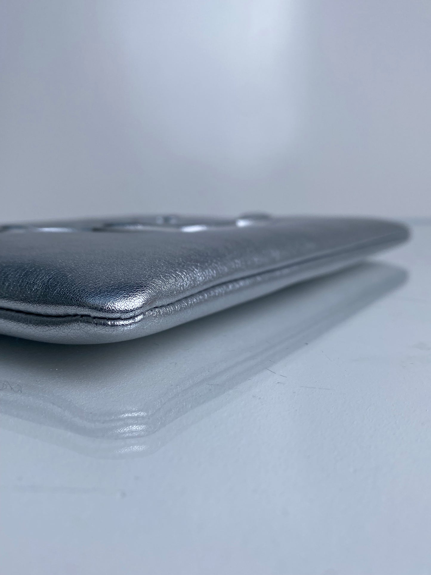 Celine Cuir Triomphe Small Pouch Metallic Silver