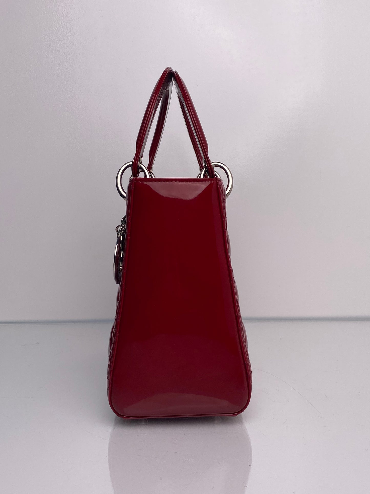 Christian Dior Lady Dior Red Vernis Medium SHW w/ strap