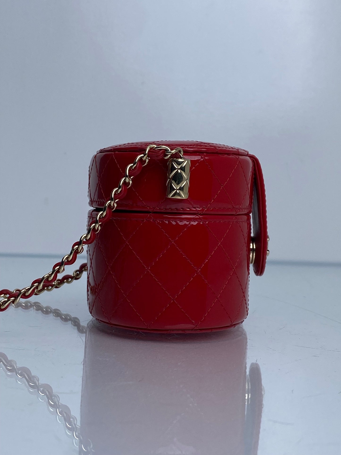 Chanel Red Mini CC Allure Vanity Bag Patent GHW