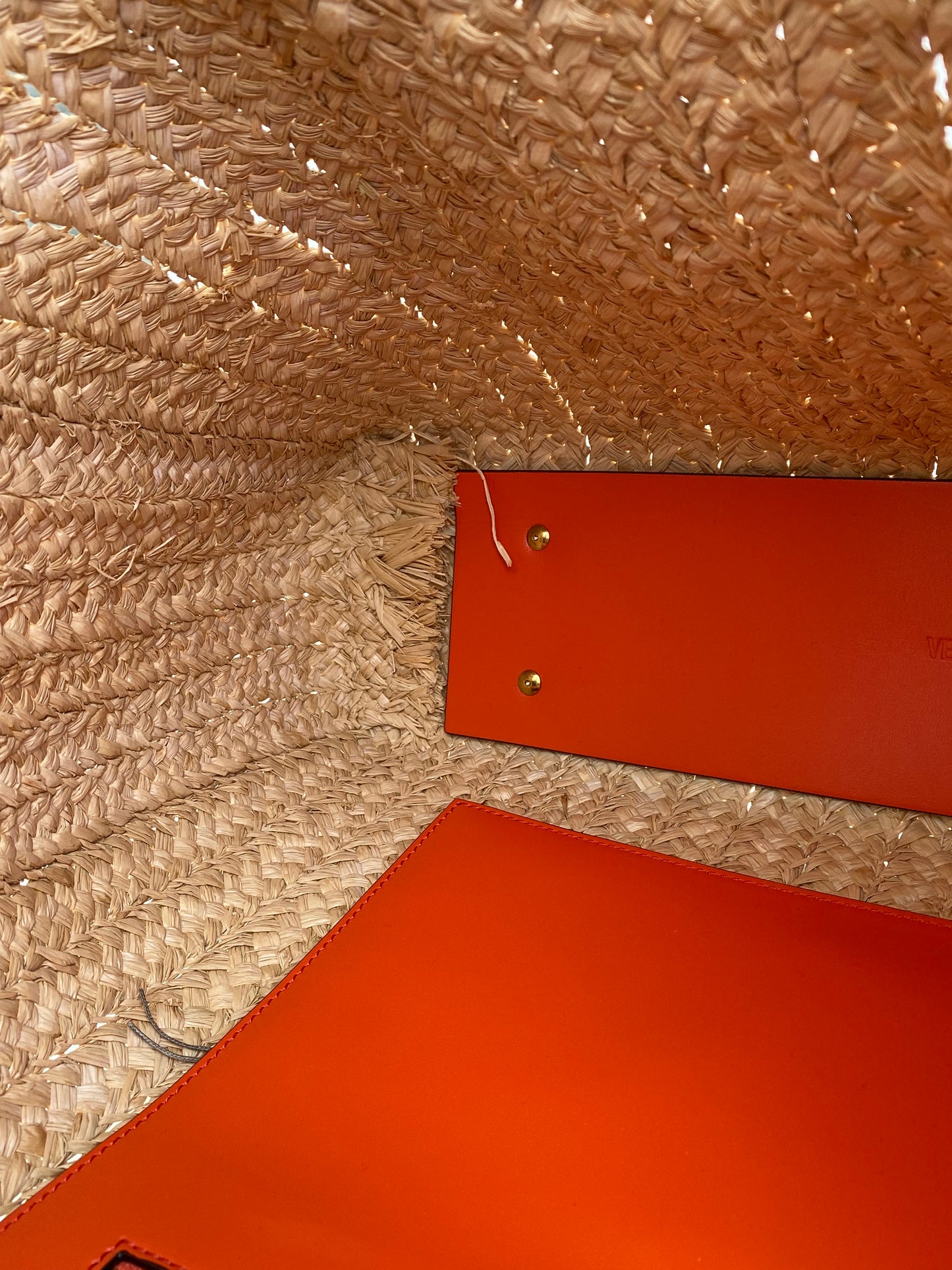 Versace Tan & Orange Raffia La Medusa Tote Bag GHW