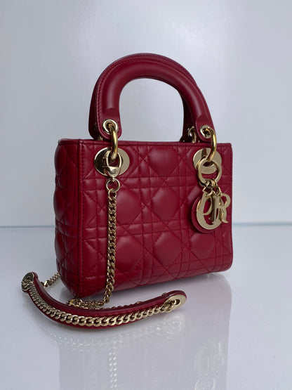 Dior Burgundy Mini Lady Dior Bag GHW