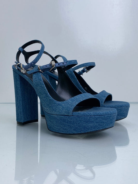 Givenchy Blue Denim Platform Heels, 39