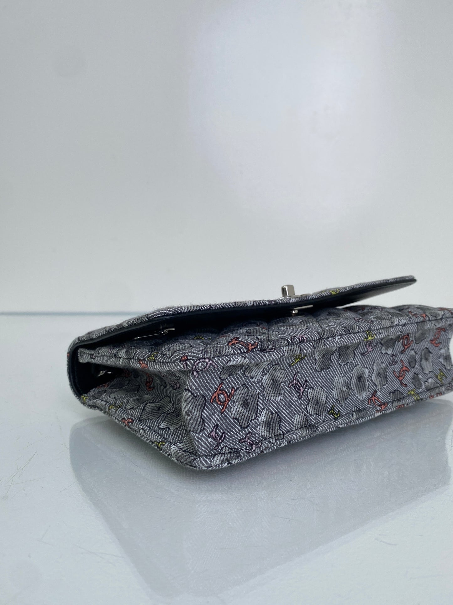 Chanel Grey & Multi Canvas CC Cloud Wallet On Chain Bag SHW
