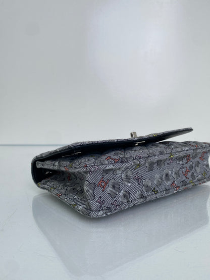 Chanel Grey & Multi Canvas CC Cloud Wallet On Chain Bag SHW