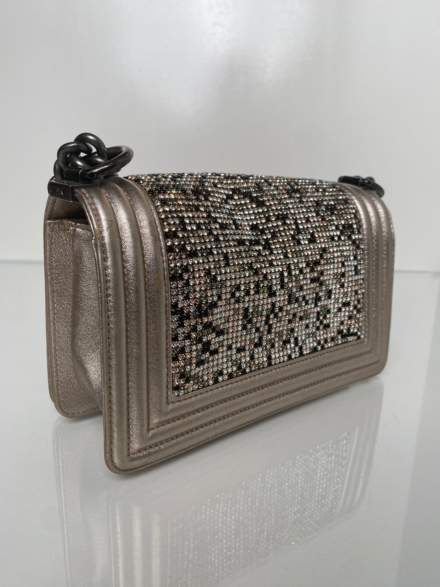 Chanel Limited Edition Champagne Swarovski Small Boy Bag RHW #19
