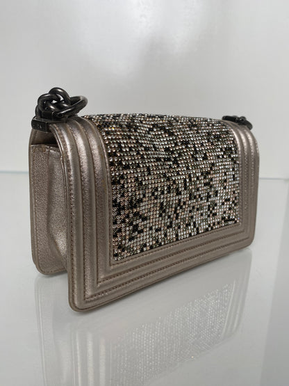 Chanel Limited Edition Champagne Swarovski Small Boy Bag RHW #19