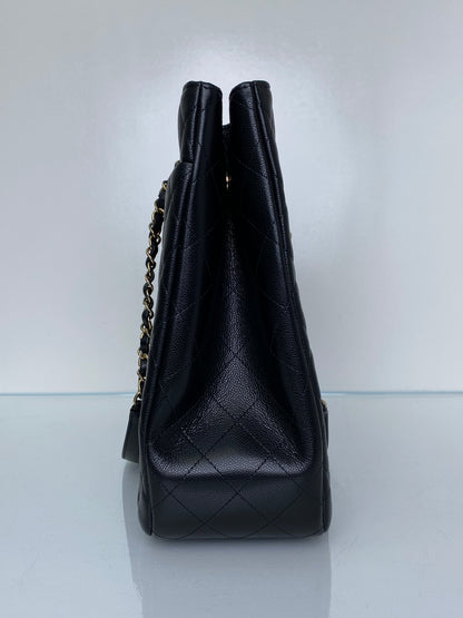 Chanel Black Quilted Caviar Classic CC Shopping Tote Bag GHW