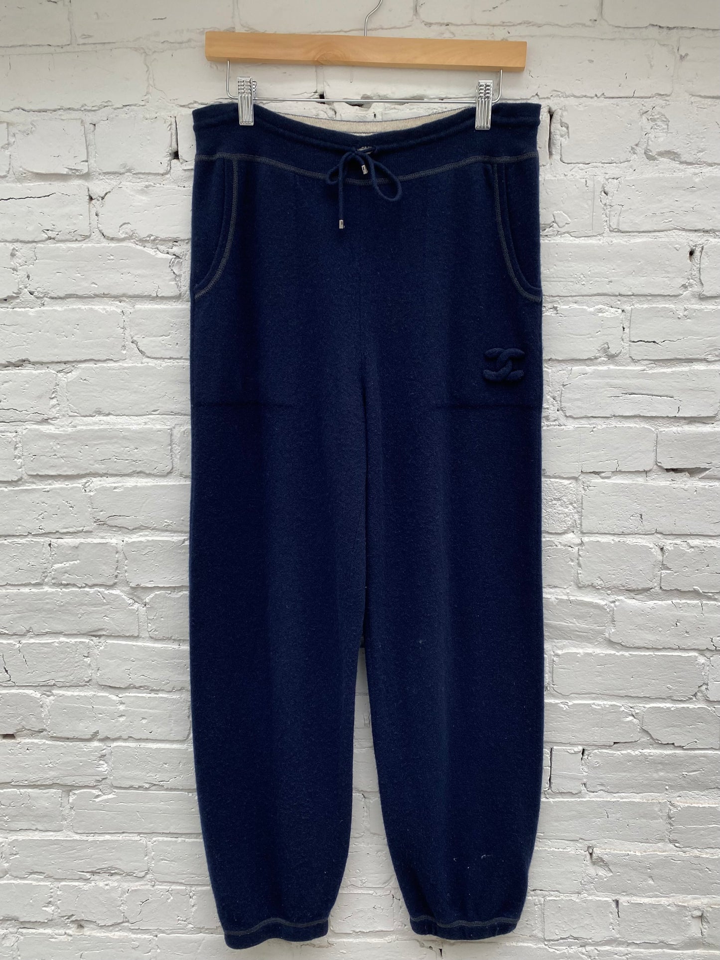 Chanel Navy Cashmere Sweatpants, 40