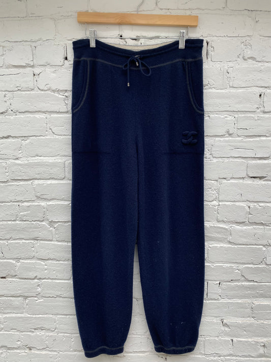 Chanel Navy Cashmere Sweatpants, 40