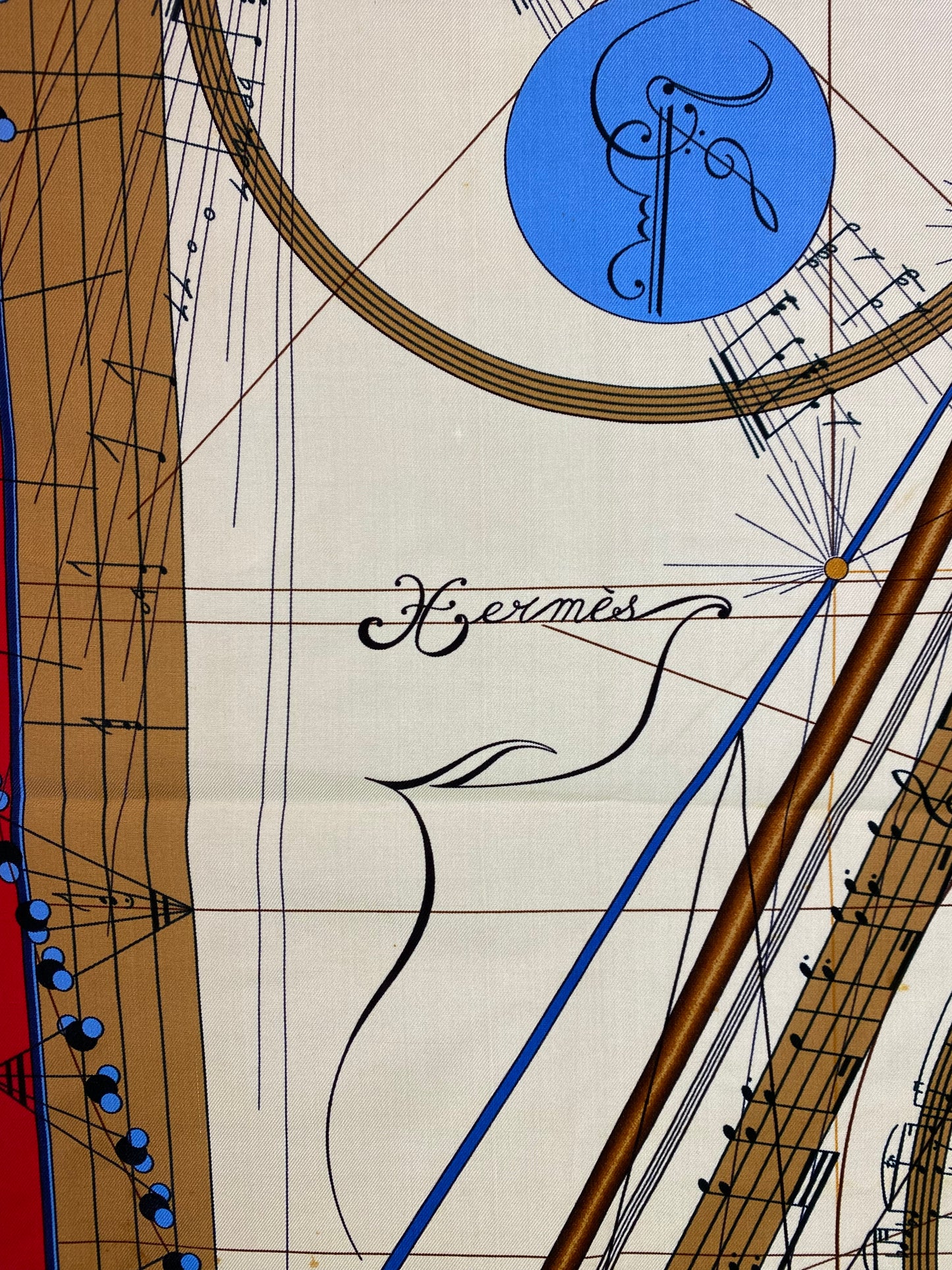 Hermes La Musique les Spheres Cello Silk Scarf