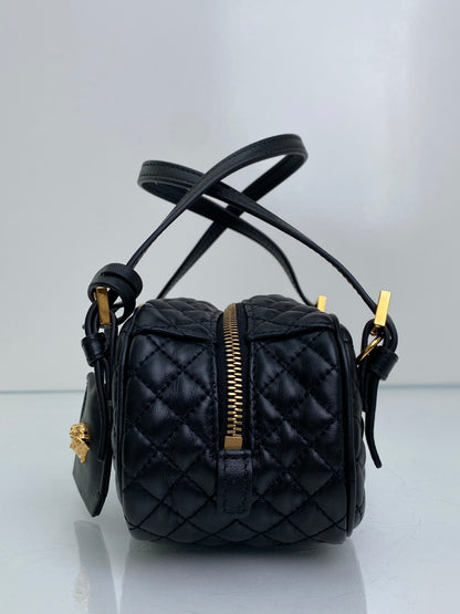 Versace Black Tag Bowling Crossbody Bag GHW