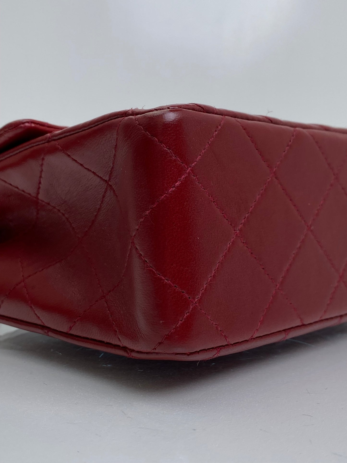 Chanel Bordeaux Red Classic Vintage Lambskin Mini Square Bag GHW #54