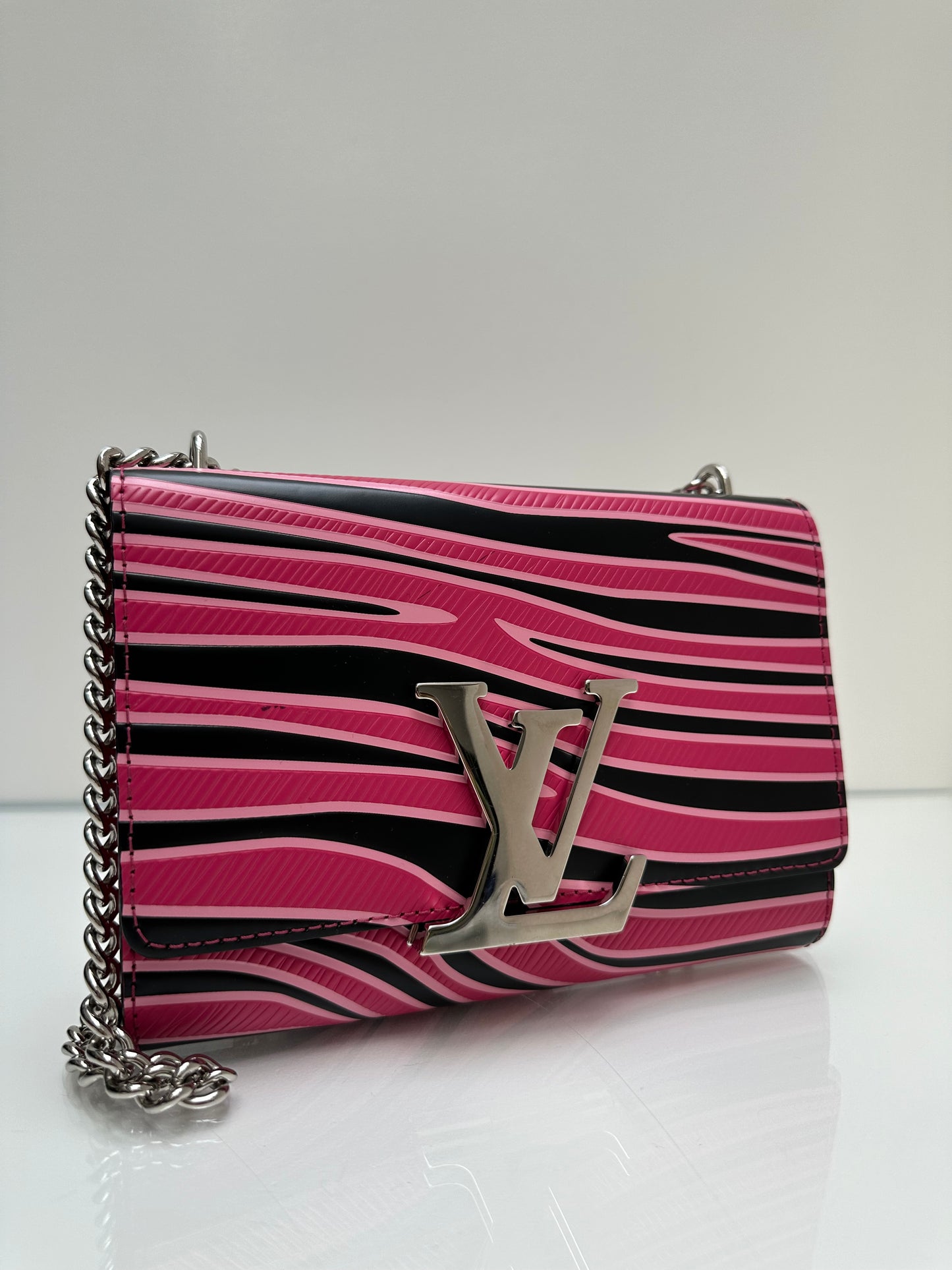 Louis Vuitton Pink & Black Leather Striped Crossbody Bag