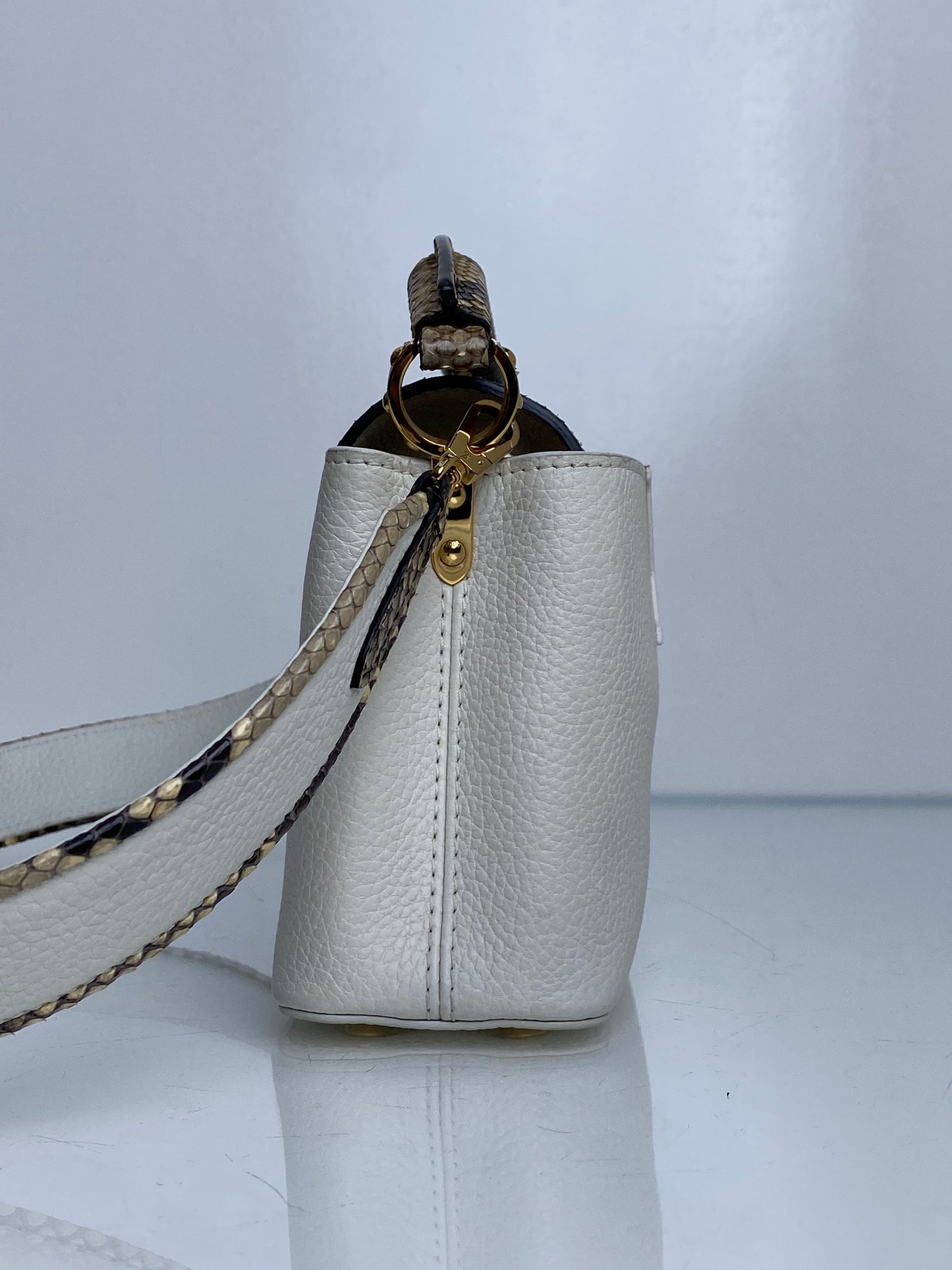 Louis Vuitton White / Snakeskin Capucine Bag GHW
