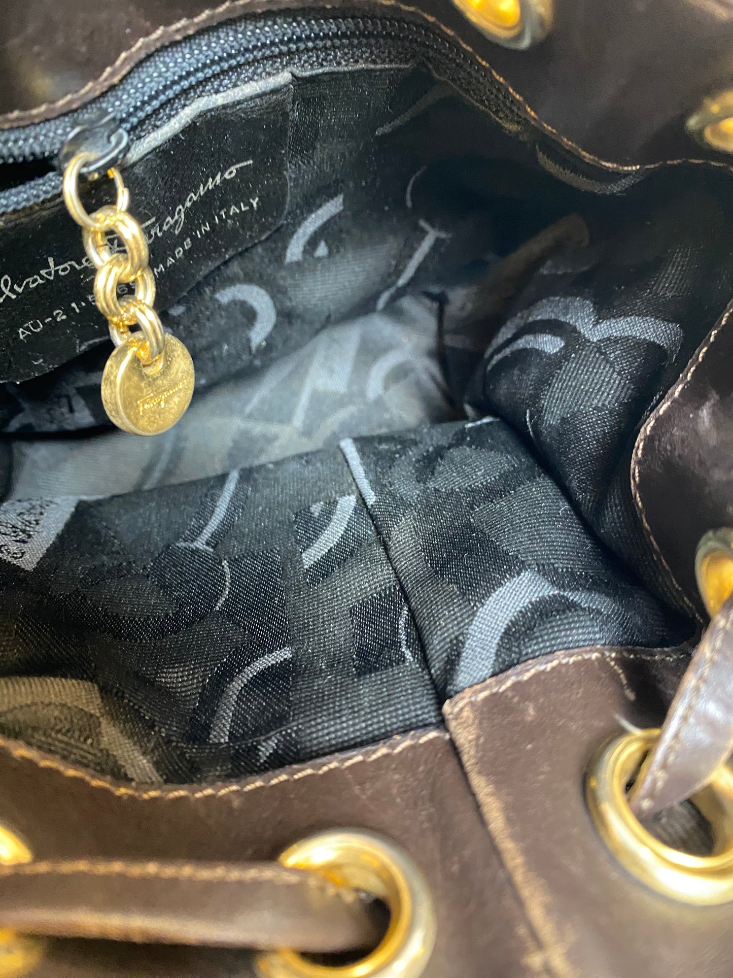 Ferragamo Vintage Brown Ribbon Bag