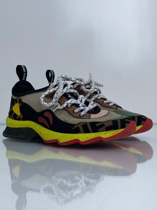 Fendi Zucca & Multicolor Mesh Sneakers, 36 (As Is)