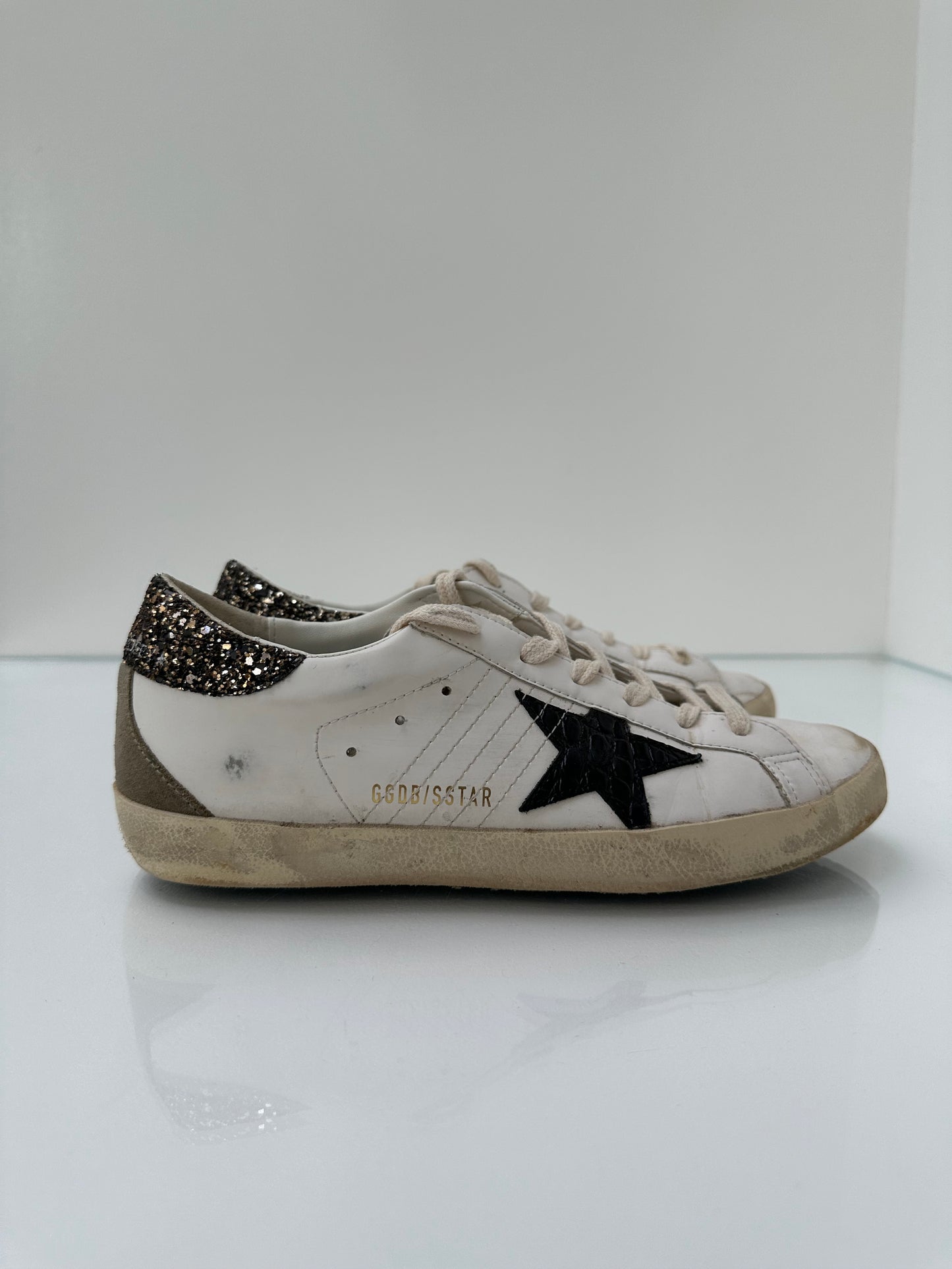 Golden Goose White Leather Superstar Sneakers, 38