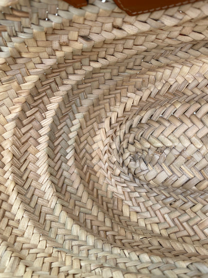 Celine Triomphe Tan & Brown Classic Panier Raffia Basket Bag