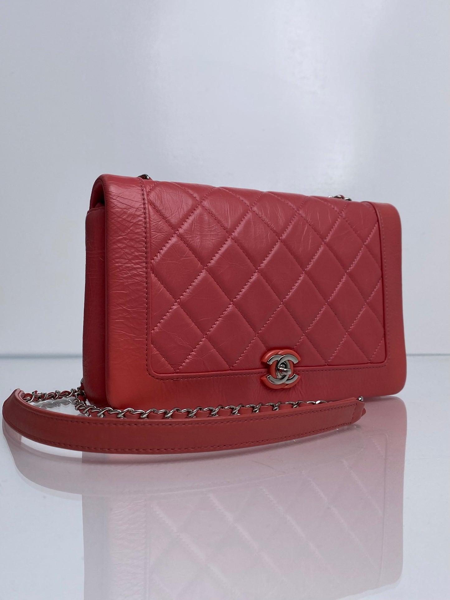 Chanel Bi Vintage Pink Distressed Calfskin Crossbody Bag SHW