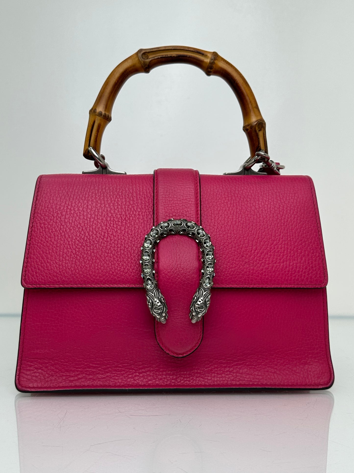 Gucci Hot Pink Leather Bamboo Tophandle Dionysus Bag SHW