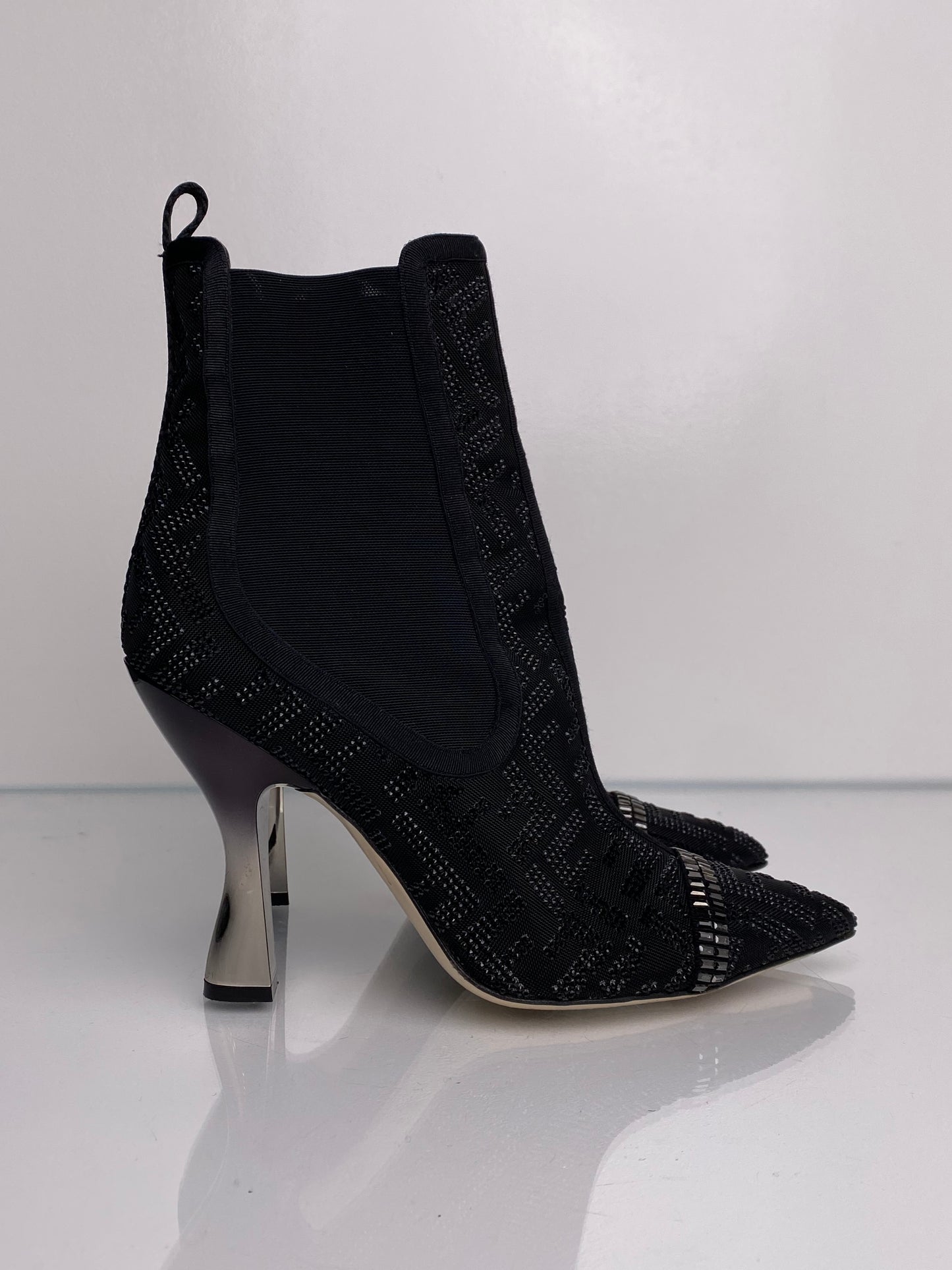 Fendi Black Bejeweled Boots, 39