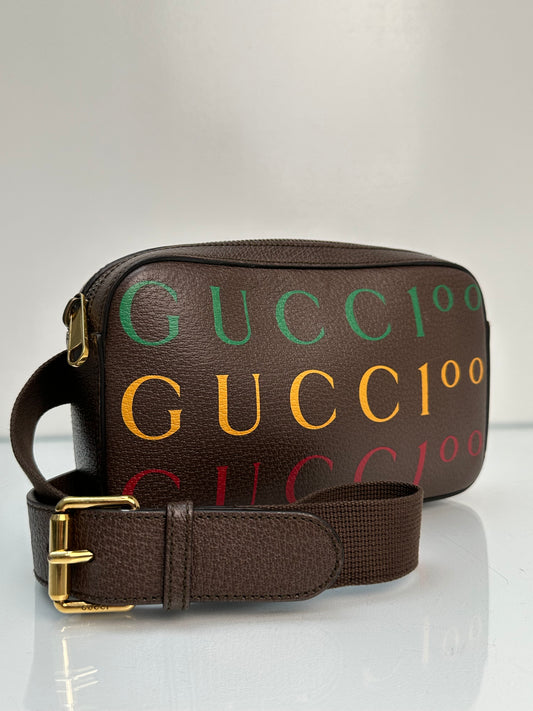 Gucci Small Brown Leather 100 Centennial Bum Bag