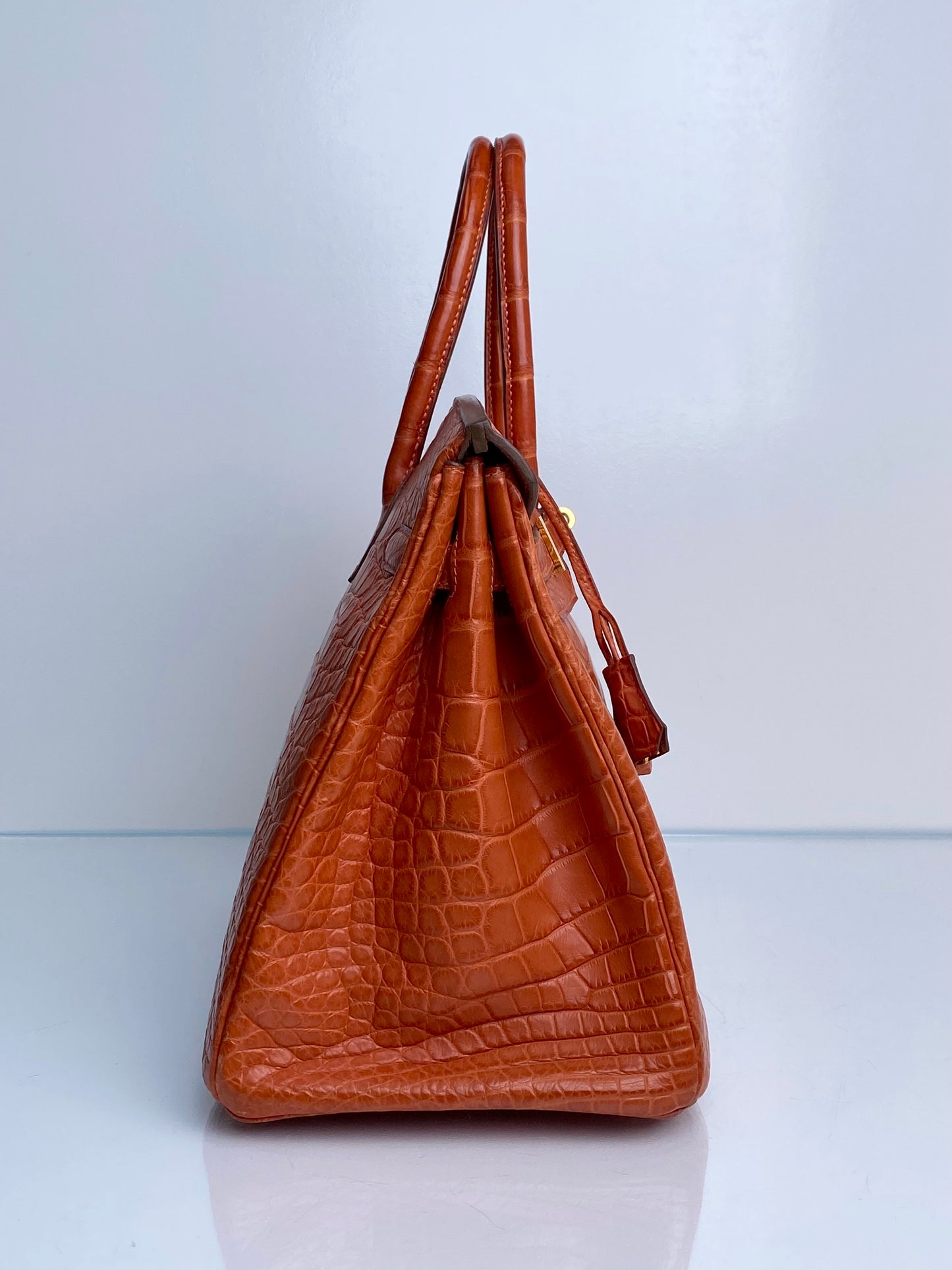 Hermes Birkin 35 Orange Matte Niloticus Croc GHW #O