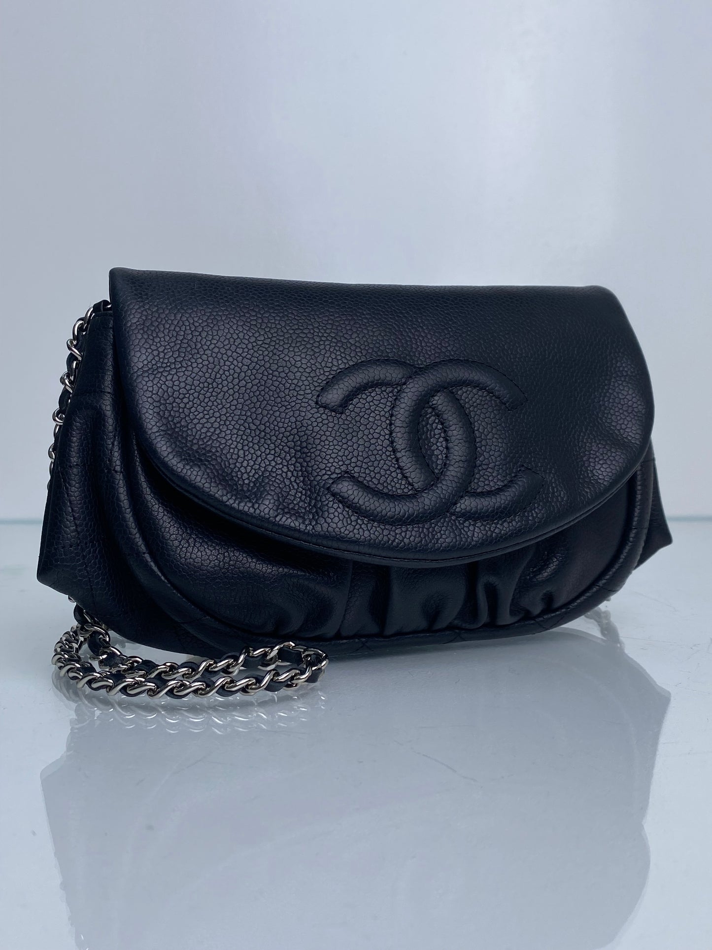 Chanel Black Caviar Halfmoon Wallet On Chain SHW