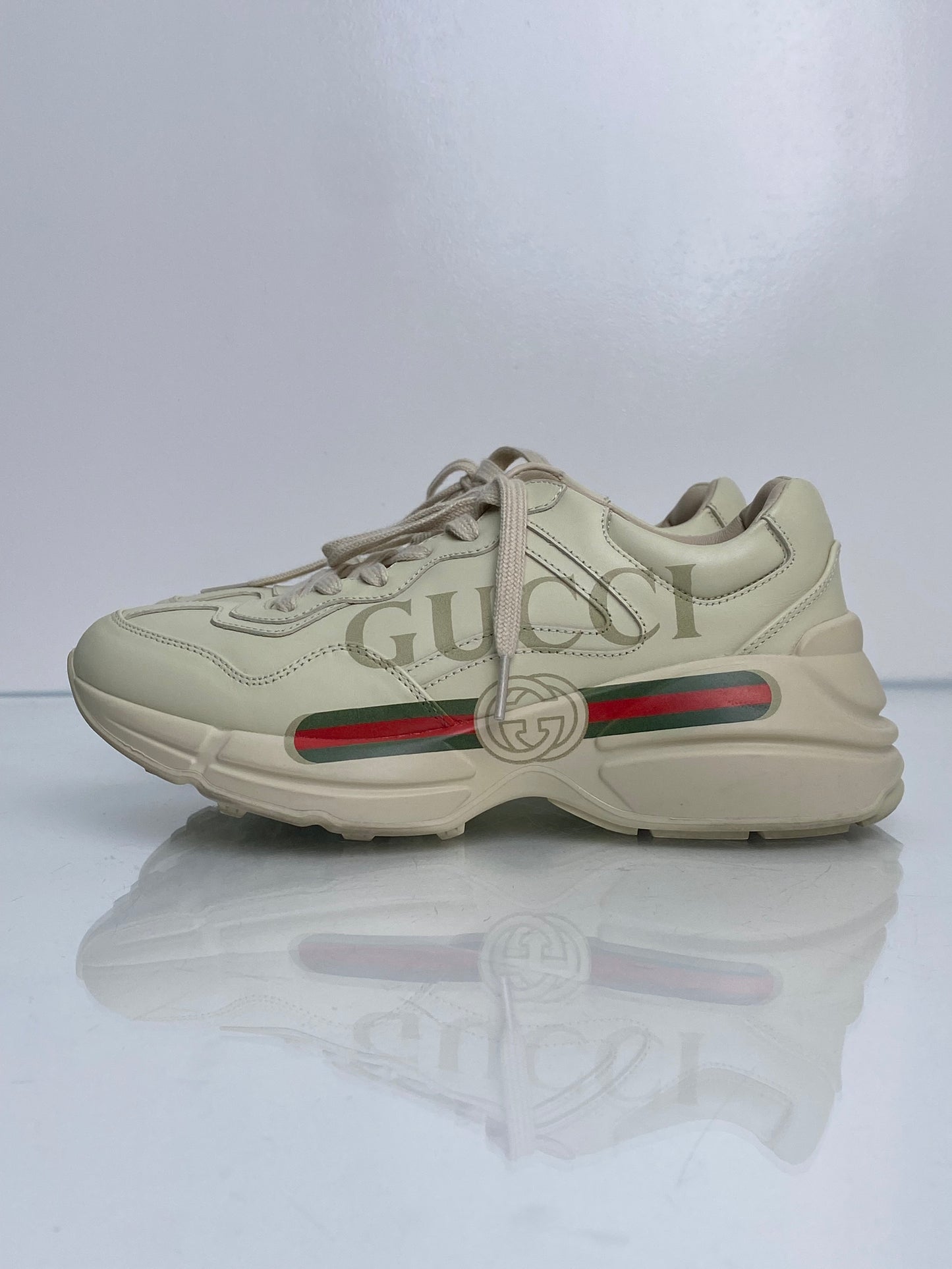Gucci Beige Rython Leather Low Trainers, 39