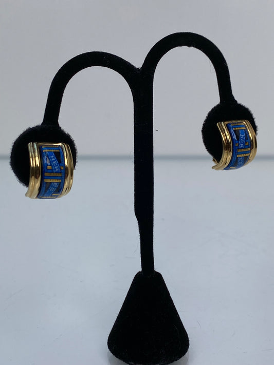 Hermes Blue Cloisonne Ribbon Clip Ons