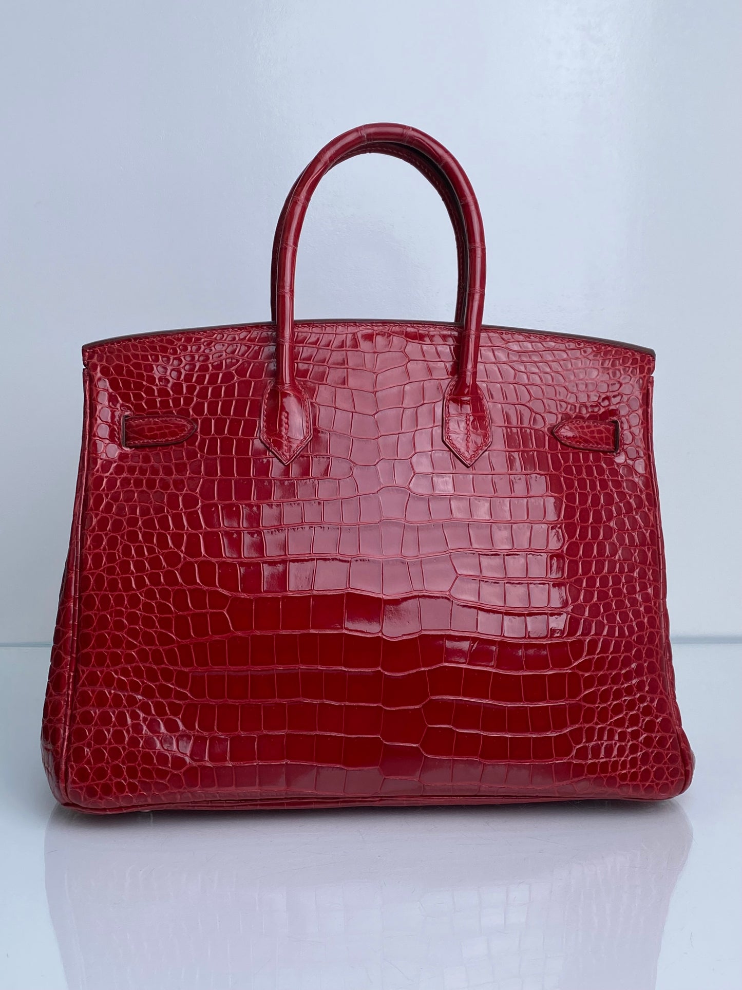 Hermes Birkin 35 Braise Shiny Porosus PHW #O