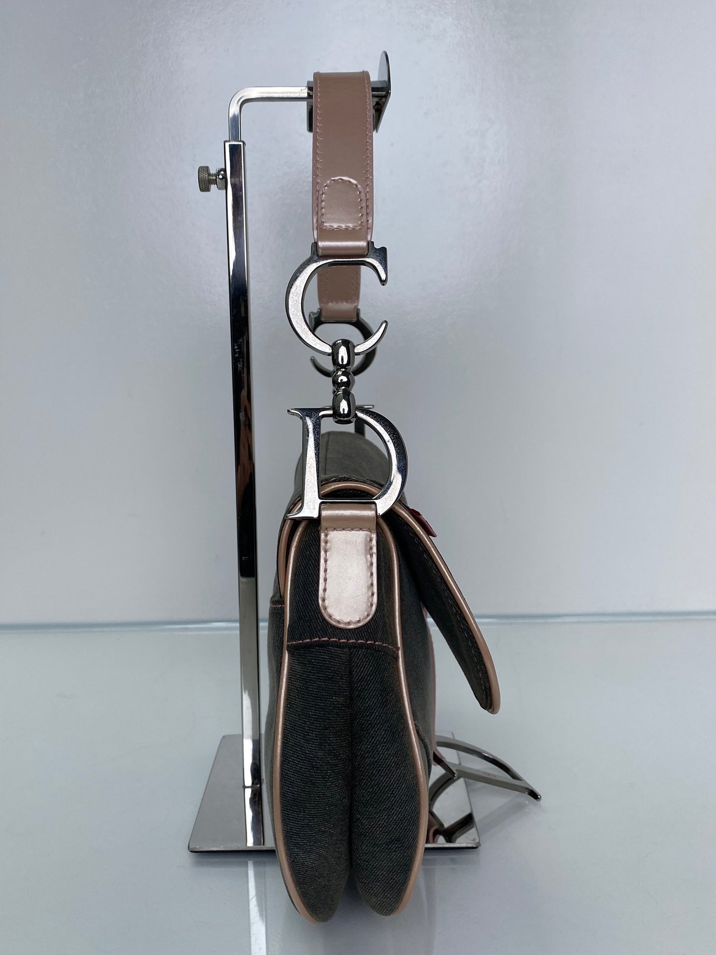 Christian Dior 2002 Denim/Pink Saddle Bag SHW