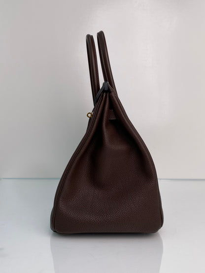 Hermes Birkin 35 Chocolate Togo GHW #Q