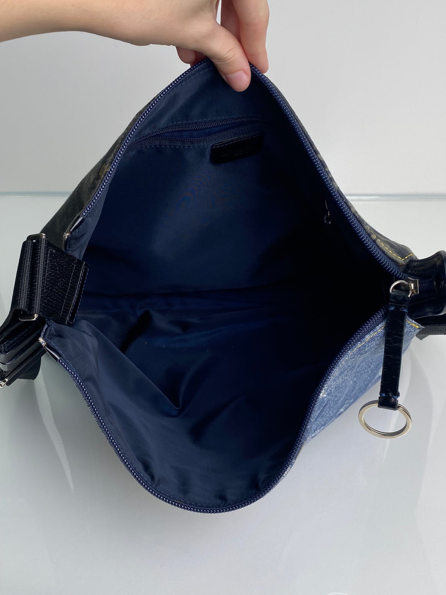 Christian Dior Miss Diorella Denim Print Messenger Bag SHW
