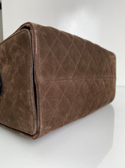 Chanel Dark Brown Suede Medium 25 Hobo Bag GHW