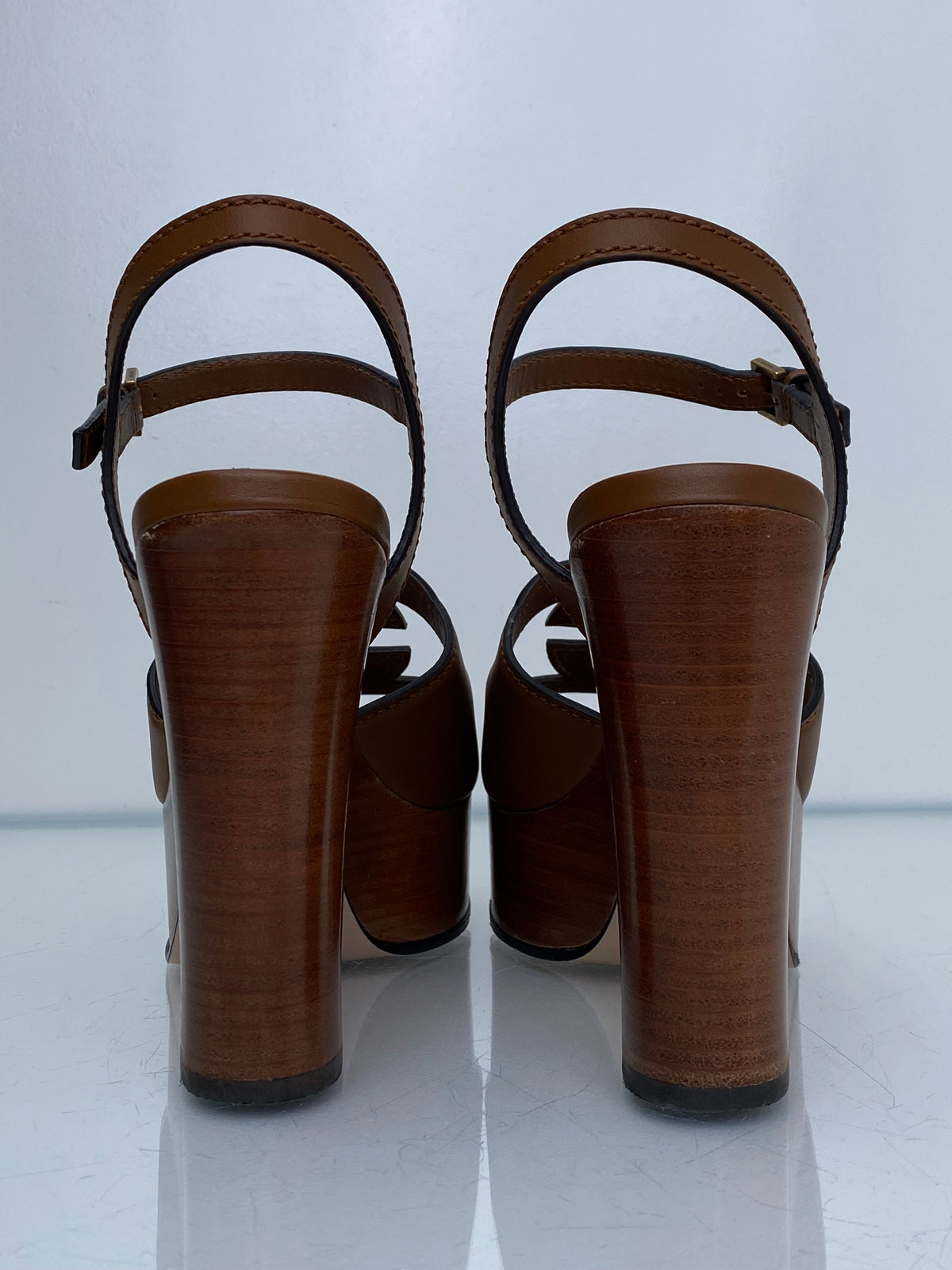 Gucci Brown GG Platform Heels, 38