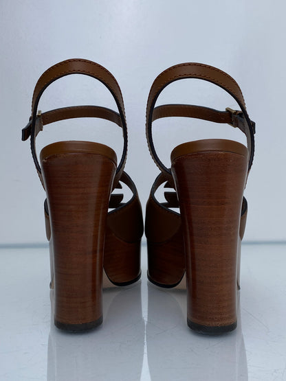 Gucci Brown GG Platform Heels, 38