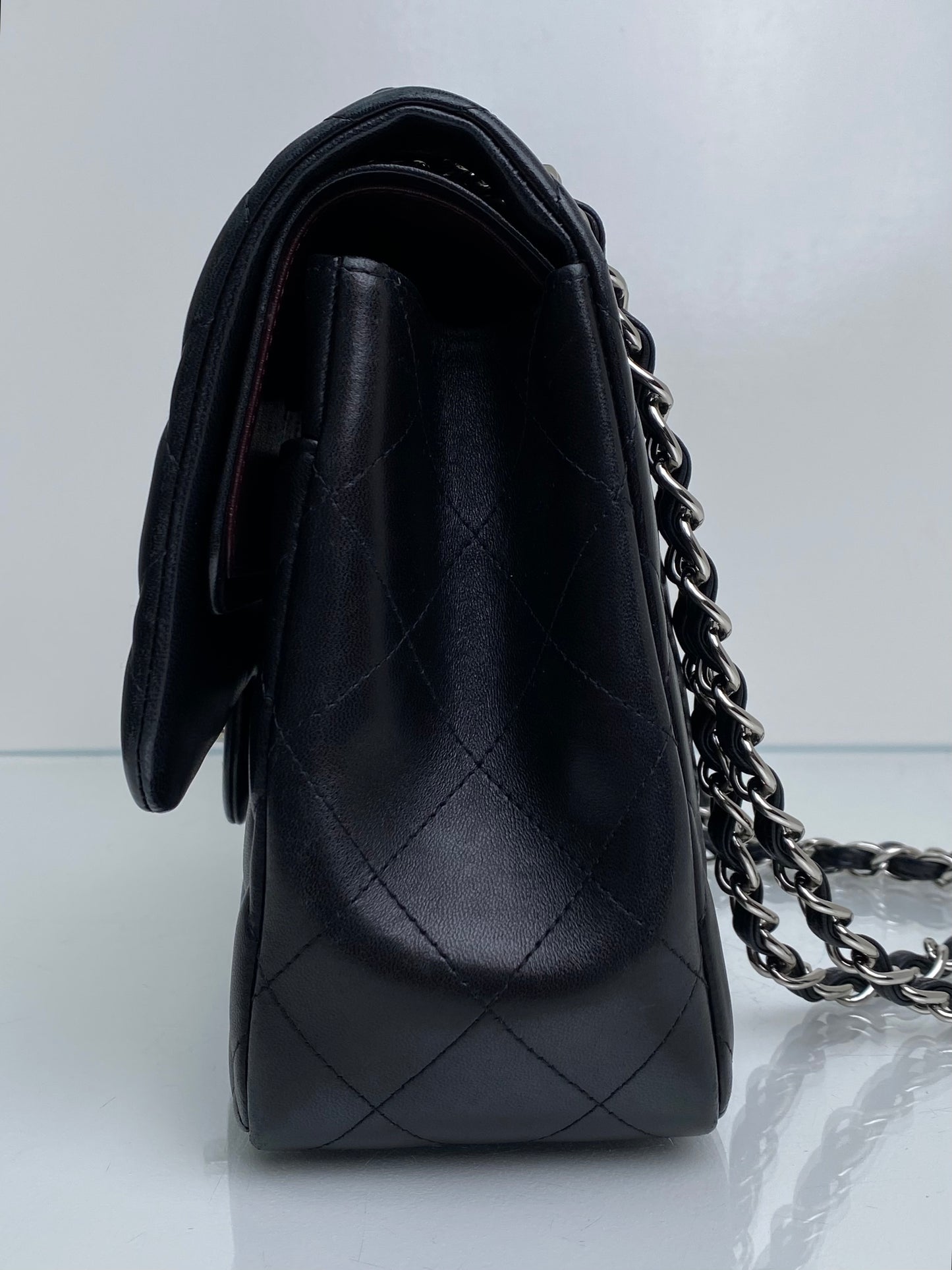 Chanel Black Quilted Lambskin Classic Double Flap Jumbo Bag SHW #19