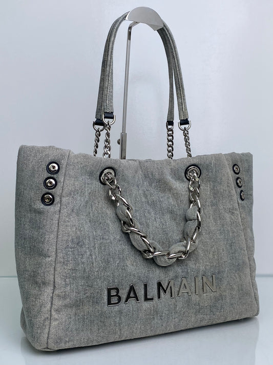 Balmain 1945 Soft Denim Tote Bag SHW