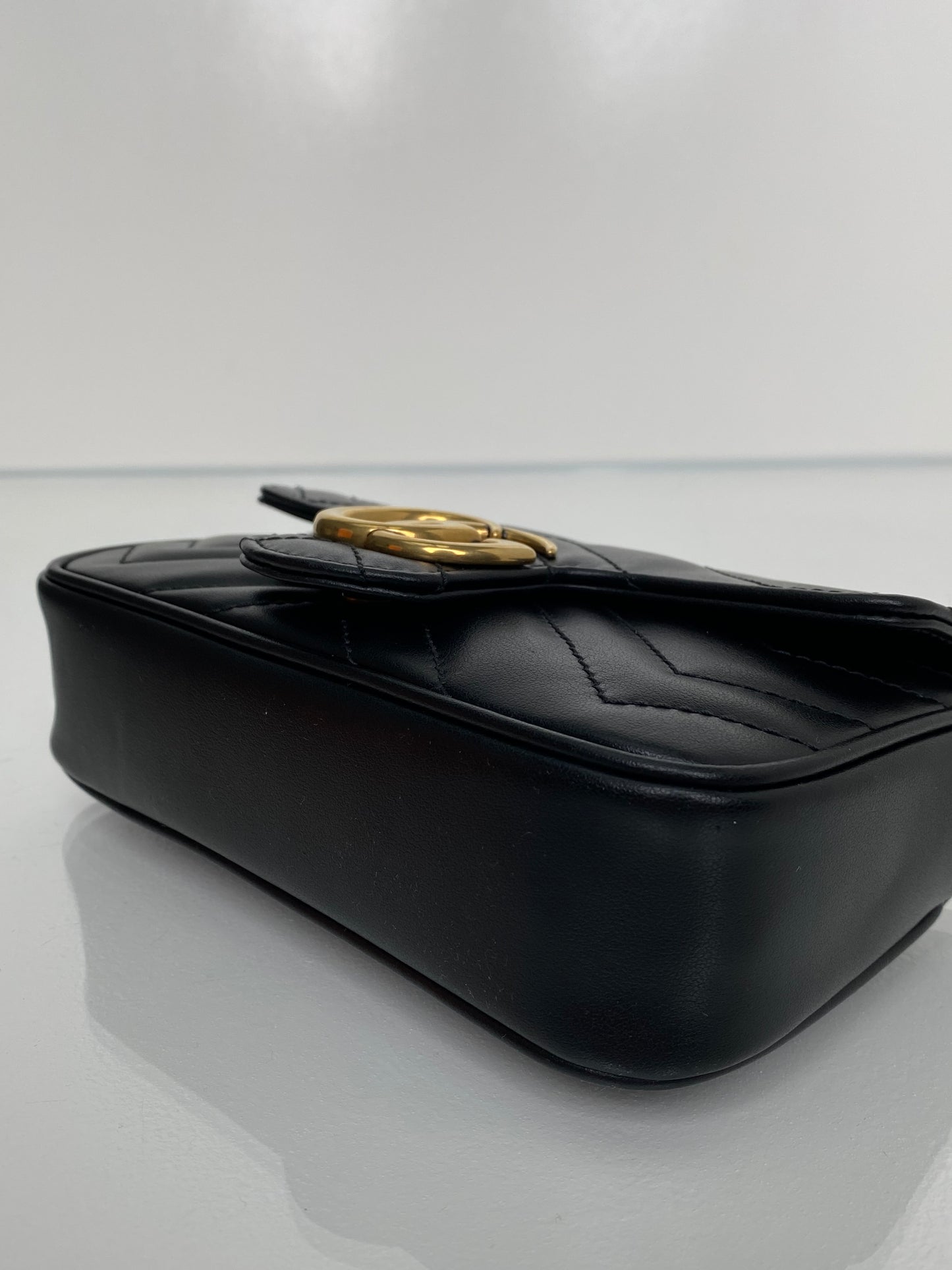 Gucci Black GG Marmont Mini Crossbody Bag GHW