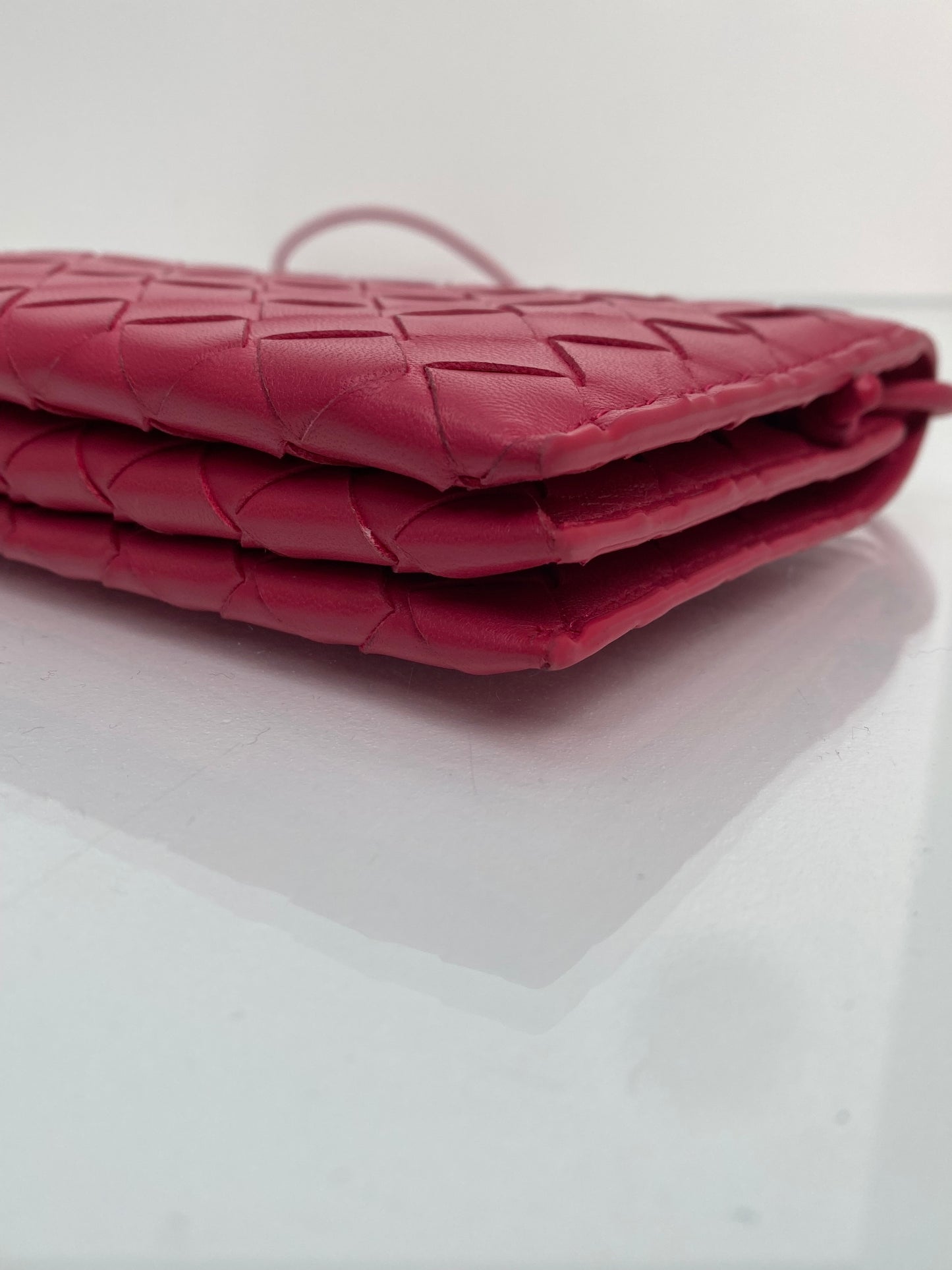 Bottega Veneta Pink Intrecciato Wallet On Strap Bag
